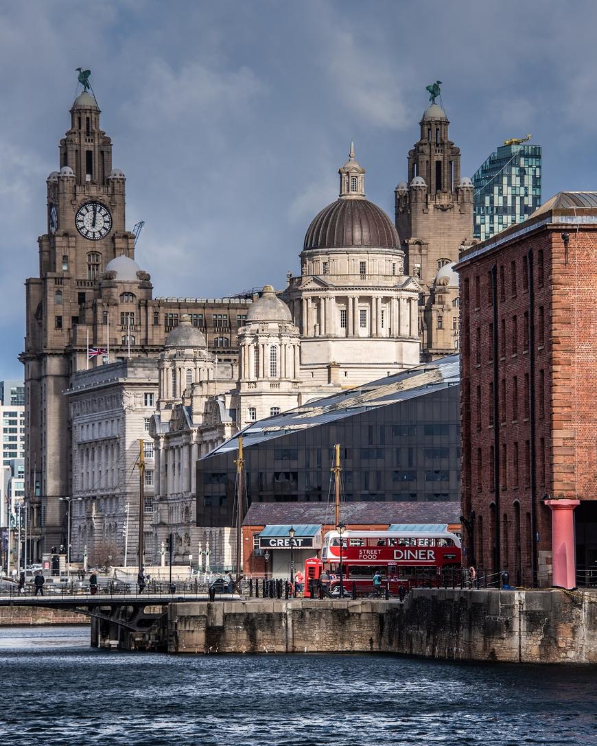 Air Conditioning Liverpool | Looking over to the buildings on the historic waterfront in Liverpool from the Royal Albert Docks