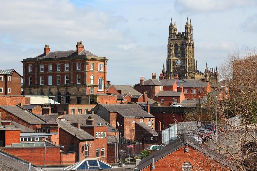 Air Conditioning Stockport | Part of Greater Manchester. Townscape with church